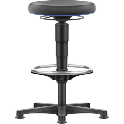 Bimos, Chaise de bureau, Tabouret Allround, Supertec, avec patins et repose-pieds circulaire, anneau de (56 - 83 cm) - Publicité Bimos, Chaise de bureau, Tabouret Allround, Supertec, avec patins et repose-pieds circulaire, anneau de (56 - 83 cm) - Publicité