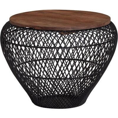 Table Basse en Bois de Mango avec Rangement - 60x60x45 cm - Publicité Table Basse en Bois de Mango avec Rangement - 60x60x45 cm - Publicité