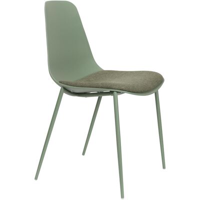 No name Jeffrey - 4 Chaises Modernes en Plastique Tissu et Métal - Vert - Chaises - Publicité No name Jeffrey - 4 Chaises Modernes en Plastique Tissu et Métal - Vert - Chaises - Publicité