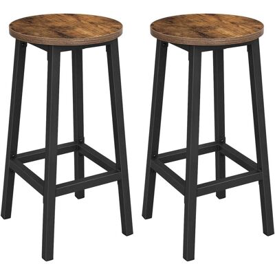Songmics, Tabouret de bar, Barhocker Set Metallgestell 65cm Vintagebraun Schwarz - Publicité Songmics, Tabouret de bar, Barhocker Set Metallgestell 65cm Vintagebraun Schwarz - Publicité