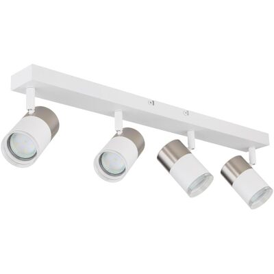 Projecteur de Plafond Rectangulaire en Métal Blanc GLOBO - 4xGU10, Ajustable, 25W - Publicité Projecteur de Plafond Rectangulaire en Métal Blanc GLOBO - 4xGU10, Ajustable, 25W - Publicité