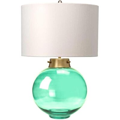 Lampe de Table en Verre Vert Elstead Kara - Lumière Unique, Abat-Jour en Soie Artificielle - Publicité Lampe de Table en Verre Vert Elstead Kara - Lumière Unique, Abat-Jour en Soie Artificielle - Publicité