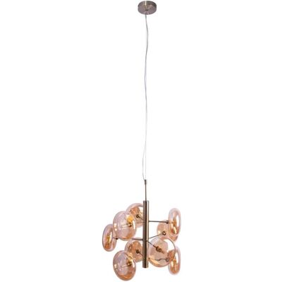 NÄVE Suspension Orion - 9 Branches, Verre Ambre, Laiton Mat - Publicité NÄVE Suspension Orion - 9 Branches, Verre Ambre, Laiton Mat - Publicité