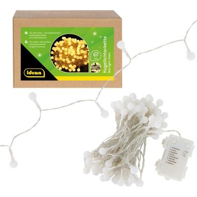 Idena, Guirlande lumineuse, Guirlande lumineuse LED en forme de boule avec minuterie 6h pour 3 piles AA blanc chaud 100 LED (10.20 m) - Publicité Idena, Guirlande lumineuse, Guirlande lumineuse LED en forme de boule avec minuterie 6h pour 3 piles AA blanc chaud 100 LED (10.20 m) - Publicité