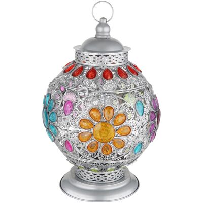 Lampe de table Argent Globo - Style Oriental - 27cm - E27 - Publicité Lampe de table Argent Globo - Style Oriental - 27cm - E27 - Publicité