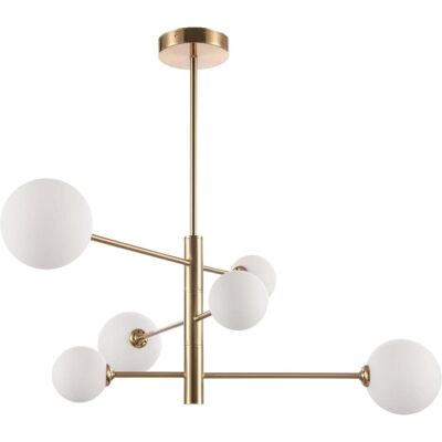 Light Prestige Dorado LP-002/6P Suspension avec 6 sphères en verre - Plafonnier - Publicité Light Prestige Dorado LP-002/6P Suspension avec 6 sphères en verre - Plafonnier - Publicité