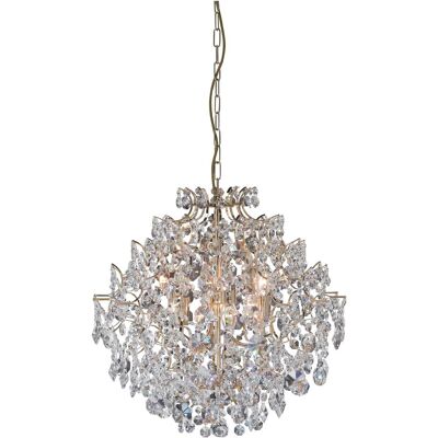 Suspension Dorée Rosendal - Lustre en Cristal, 6 Lumières - Publicité Suspension Dorée Rosendal - Lustre en Cristal, 6 Lumières - Publicité