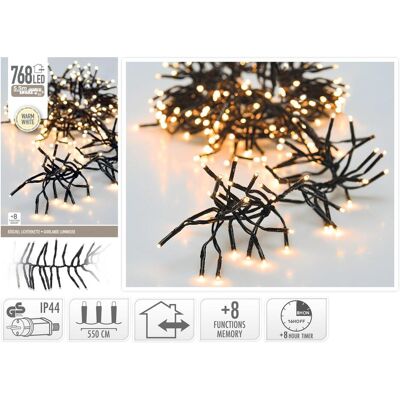 Guirlande lumineuse, LED-Clusterlichterkette Büschel warmweiss, 768 LEDs, sw Kabel, Innen/Aussen, 8,5m (8.50 m) - Publicité Guirlande lumineuse, LED-Clusterlichterkette Büschel warmweiss, 768 LEDs, sw Kabel, Innen/Aussen, 8,5m (8.50 m) - Publicité