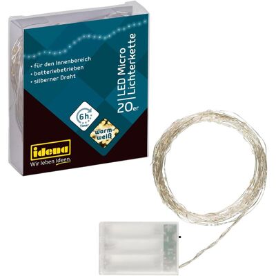 IDENA 31118 - Mini chaîne lumineuse à 20 LED blanc chaud - Intérieur - Publicité IDENA 31118 - Mini chaîne lumineuse à 20 LED blanc chaud - Intérieur - Publicité