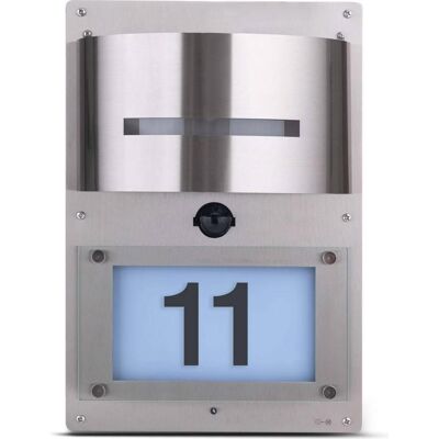 Grafner Lampe Murale en Acier Inoxydable avec Capteur de Mouvement et Numéro - Extérieur IP44 - Publicité Grafner Lampe Murale en Acier Inoxydable avec Capteur de Mouvement et Numéro - Extérieur IP44 - Publicité