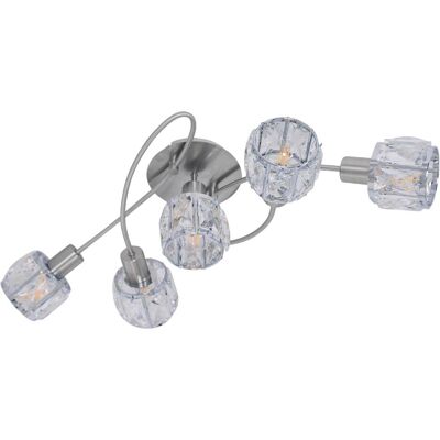 Naeve Josefa Plafonnier Argenté - 5 Lampes LED - Publicité Naeve Josefa Plafonnier Argenté - 5 Lampes LED - Publicité