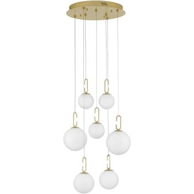 Suspension LED Nova Luce HOOK - Or satiné - 52W - 3000K - Dimmable - Publicité Suspension LED Nova Luce HOOK - Or satiné - 52W - 3000K - Dimmable - Publicité