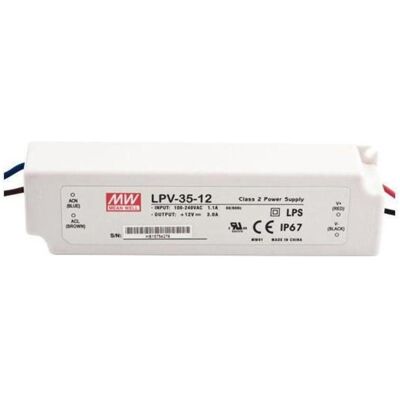MeanWell, Éclairage : accessoires, ALIMENTATION À DÉCOUPAGE - 1 SORTIE - 35 W - 12 V - Publicité MeanWell, Éclairage : accessoires, ALIMENTATION À DÉCOUPAGE - 1 SORTIE - 35 W - 12 V - Publicité
