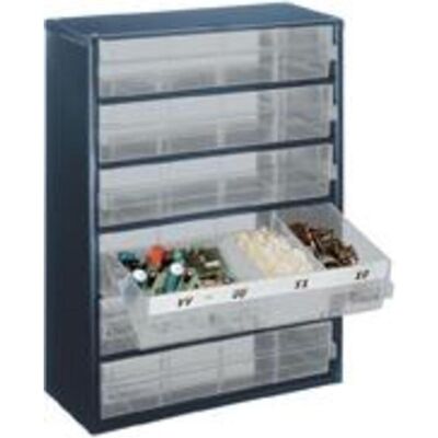 Raaco, Rangement avec compartiments, Magasin pour petites pièces Magasin en acier 906-03 L.306xP.150xH.417mm 6 tiroirs. Publicité Raaco, Rangement avec compartiments, Magasin pour petites pièces Magasin en acier 906-03 L.306xP.150xH.417mm 6 tiroirs. Publicité
