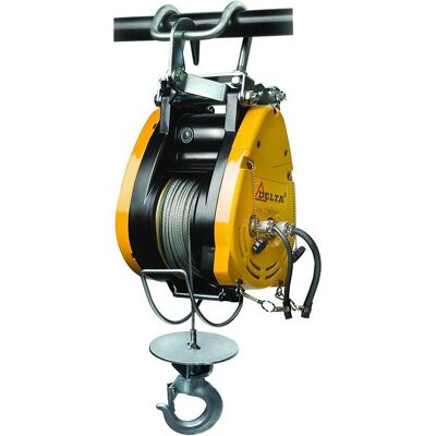 Delta, Palan à câble + grue d'atelier, Karweilier - 230 Volt - 230 Kg - Compleet Met Standaard Accessoires - Publicité Delta, Palan à câble + grue d'atelier, Karweilier - 230 Volt - 230 Kg - Compleet Met Standaard Accessoires - Publicité