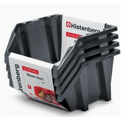 Prosperplast, Réservoir de stockage, KUWETY 16 BINEER SHORT 4 SZT. CZARNE 272x238x236mm - Publicité Prosperplast, Réservoir de stockage, KUWETY 16 BINEER SHORT 4 SZT. CZARNE 272x238x236mm - Publicité