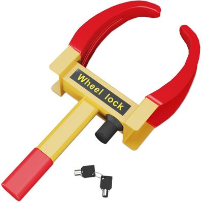 RELAXDAYS - Verrou de roue réglable, acier, jaune rouge - Sécurité du véhicule - Publicité RELAXDAYS - Verrou de roue réglable, acier, jaune rouge - Sécurité du véhicule - Publicité