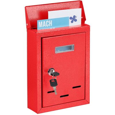 Boîte aux lettres murale verticale Relaxdays avec plaque - Rouge - 26,5x19x6,5 cm - Publicité Boîte aux lettres murale verticale Relaxdays avec plaque - Rouge - 26,5x19x6,5 cm - Publicité