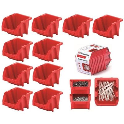 Prosperplast, Réservoir de stockage, KUWETY 6 BINEER SHORT 10 SZT. CZERWONE 180x98x118mm - Publicité Prosperplast, Réservoir de stockage, KUWETY 6 BINEER SHORT 10 SZT. CZERWONE 180x98x118mm - Publicité