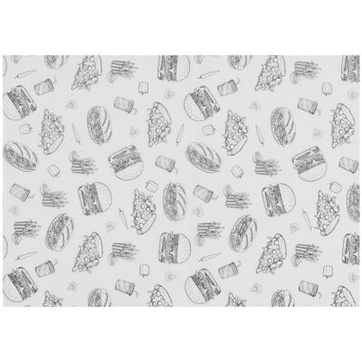 Hendi Papier sulfurisé,, Motif illustration fast-food, 500 u., 250x350mm, Emballage alimentaire, Multicolore - Publicité Hendi Papier sulfurisé,, Motif illustration fast-food, 500 u., 250x350mm, Emballage alimentaire, Multicolore - Publicité