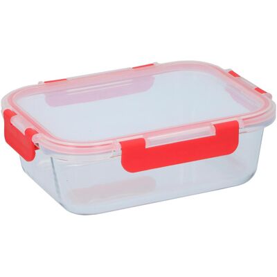 alpina Glas-Frischhaltedose, 1000ml, 21 x 16 x 6,8cm, Boîte de conservation, Transparent, Rouge - Publicité alpina Glas-Frischhaltedose, 1000ml, 21 x 16 x 6,8cm, Boîte de conservation, Transparent, Rouge - Publicité