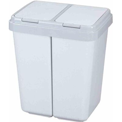 Alpfa Duo Bin Système de tri des déchets - 50L, 2 x 25L, Plastique, Blanc & Gris - Publicité Alpfa Duo Bin Système de tri des déchets - 50L, 2 x 25L, Plastique, Blanc & Gris - Publicité