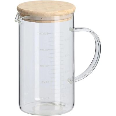Zeller Present Gobelet gradué en verre avec couvercle en bambou 1 l ø 10x17.5 cm, Verre mesureur, Marron, Transparent, Multicolore - Publicité Zeller Present Gobelet gradué en verre avec couvercle en bambou 1 l ø 10x17.5 cm, Verre mesureur, Marron, Transparent, Multicolore - Publicité
