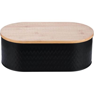 Relaxdays Brotkasten mit Schneidebrett, Stockage du pain, Noir, Marron - Publicité Relaxdays Brotkasten mit Schneidebrett, Stockage du pain, Noir, Marron - Publicité