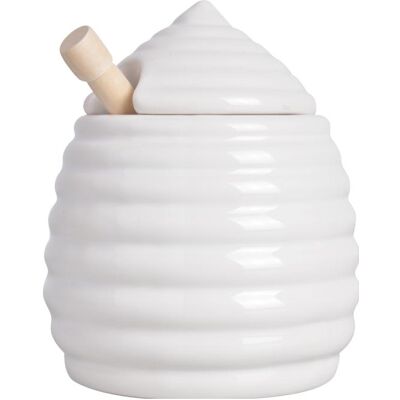 Esschert Design Pot de miel avec cuillère en bois, Boîte de conservation, Blanc - Publicité Esschert Design Pot de miel avec cuillère en bois, Boîte de conservation, Blanc - Publicité