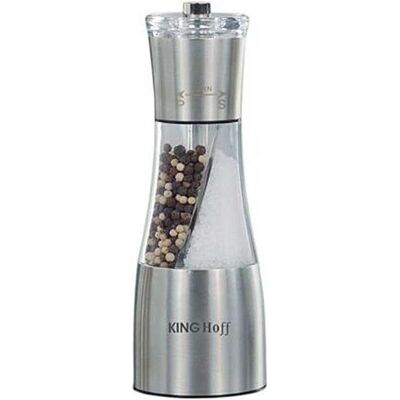 Kinghoff salt pepper mill KH-4041 DUET, Moulin à poivre + moulin à sel, Transparent - Publicité Kinghoff salt pepper mill KH-4041 DUET, Moulin à poivre + moulin à sel, Transparent - Publicité