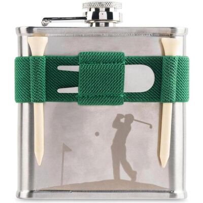 Kikkerland GOLF FLASK - Acier inoxydable, 6 oz, Sangle pour accessoires - Publicité Kikkerland GOLF FLASK - Acier inoxydable, 6 oz, Sangle pour accessoires - Publicité