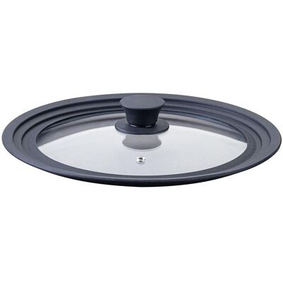 Fackelmann Couvercle universel en verre, ø 24-26-28 cm, Poêle + casserole : accessoires, Noir, Transparent - Publicité Fackelmann Couvercle universel en verre, ø 24-26-28 cm, Poêle + casserole : accessoires, Noir, Transparent - Publicité