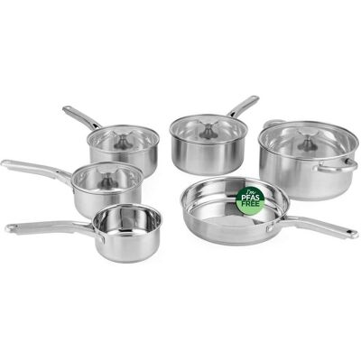 Salter BW14387 Signature 6 Piece Pan Set, Poêle + casserole, Argent - Publicité Salter BW14387 Signature 6 Piece Pan Set, Poêle + casserole, Argent - Publicité