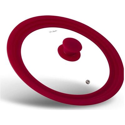 Lamart Universal Cover / 24-28cm / Glas / klar-rot, Poêle + casserole : accessoires, Transparent, Rouge - Publicité Lamart Universal Cover / 24-28cm / Glas / klar-rot, Poêle + casserole : accessoires, Transparent, Rouge - Publicité