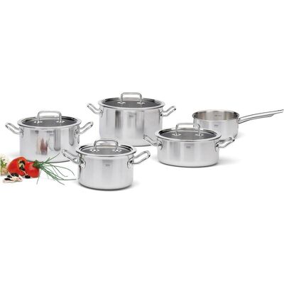 Spring Brigade Basic Set de 5 casseroles avec couvercles en verre, Poêle + casserole, Argent - Publicité Spring Brigade Basic Set de 5 casseroles avec couvercles en verre, Poêle + casserole, Argent - Publicité