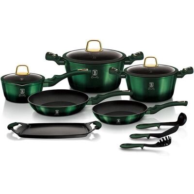 BerlingerHaus TITANIUM POT SET 12 pcs. BH-6066 EMERALD, Poêle + casserole, Vert - Publicité BerlingerHaus TITANIUM POT SET 12 pcs. BH-6066 EMERALD, Poêle + casserole, Vert - Publicité