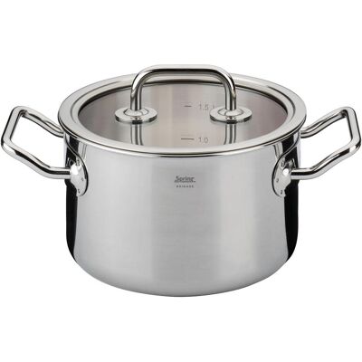 Spring Casserole à viande BRIGADE BASIC 16 cm 2,0 litres avec couvercle en verre INDUKTION, Poêle + casserole, Argent - Publicité Spring Casserole à viande BRIGADE BASIC 16 cm 2,0 litres avec couvercle en verre INDUKTION, Poêle + casserole, Argent - Publicité