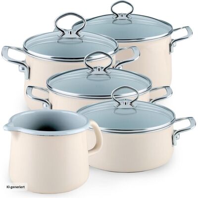 Kelomat Set économique 5 pcs., Poêle + casserole - Publicité Kelomat Set économique 5 pcs., Poêle + casserole - Publicité