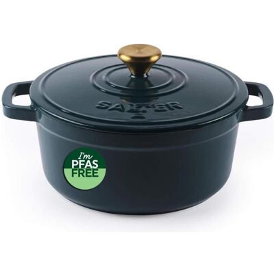 Salter BW14433GR Chester 2L Shallow Cast Iron Casserole Pot 20 cm, Green, Poêle + casserole, Vert - Publicité Salter BW14433GR Chester 2L Shallow Cast Iron Casserole Pot 20 cm, Green, Poêle + casserole, Vert - Publicité