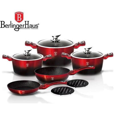 Ensemble de casseroles Metallic Line BerlingerHaus 10 pièces - Noir Burgundy - Publicité Ensemble de casseroles Metallic Line BerlingerHaus 10 pièces - Noir Burgundy - Publicité