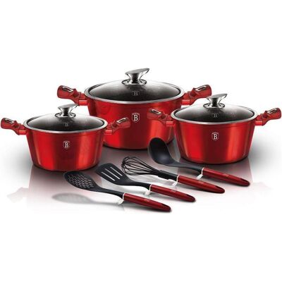 BerlingerHaus Pot Set, Poêle + casserole, Rouge - Publicité BerlingerHaus Pot Set, Poêle + casserole, Rouge - Publicité