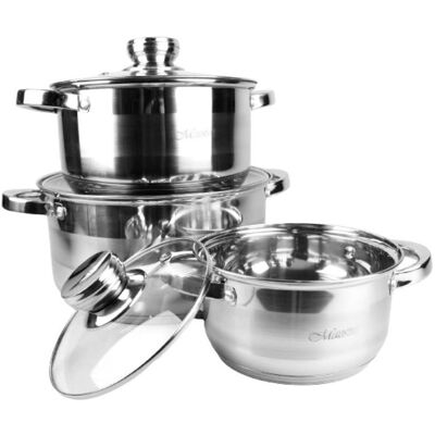 Maestro Zestaw garnków 6 el MR-2220-6L, Poêle + casserole, Argent - Publicité Maestro Zestaw garnków 6 el MR-2220-6L, Poêle + casserole, Argent - Publicité