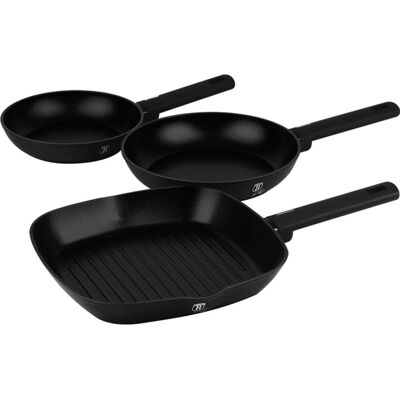 BerlingerHaus Haus 3-teiliges Bratpfannen-Set Ø 20/24/28cm Matte Black Collection, Poêle + casserole, Noir - Publicité BerlingerHaus Haus 3-teiliges Bratpfannen-Set Ø 20/24/28cm Matte Black Collection, Poêle + casserole, Noir - Publicité