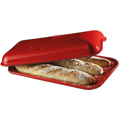 Emile Henry Baguette-Backform, Moule à gâteau, Rouge - Publicité Emile Henry Baguette-Backform, Moule à gâteau, Rouge - Publicité