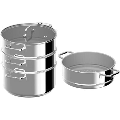 BergHoff Cuiseur vapeur HELIX 5 pièces, Poêle + casserole, Noir, Argent - Publicité BergHoff Cuiseur vapeur HELIX 5 pièces, Poêle + casserole, Noir, Argent - Publicité