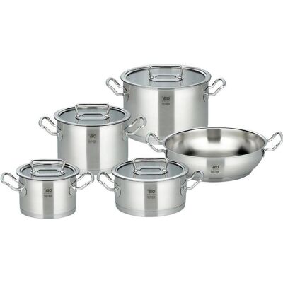 ELO Set de casseroles Gourmet Plus 5 pièces, Poêle + casserole, Argent - Publicité ELO Set de casseroles Gourmet Plus 5 pièces, Poêle + casserole, Argent - Publicité