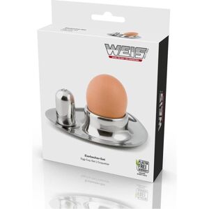 Weis Coquetier - 15112 - Ensemble d'Œufs avec Porte-Sel en Acier Inoxydable Argent 9 x 11 x 4 cm - Publicité Weis Coquetier - 15112 - Ensemble d'Œufs avec Porte-Sel en Acier Inoxydable Argent 9 x 11 x 4 cm - Publicité