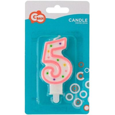 GoDan, Bougie, Kerze Nummer 5 mit Punkten, 7,5 cm (1 pcs) - Publicité GoDan, Bougie, Kerze Nummer 5 mit Punkten, 7,5 cm (1 pcs) - Publicité