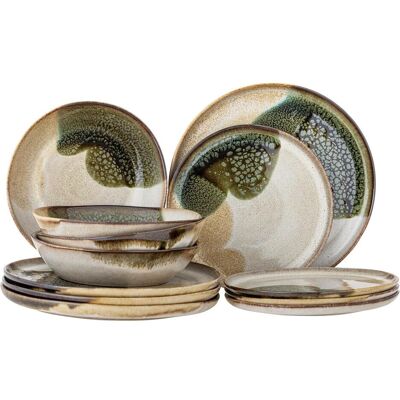 Bloomingville, Set de vaisselle, - Jules Dinnerware Set - Green - Stoneware (12 pcs) - Publicité Bloomingville, Set de vaisselle, - Jules Dinnerware Set - Green - Stoneware (12 pcs) - Publicité