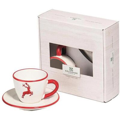 Gmundner Keramik Rubinr. Hirsch Espresso f.Dich/2pcs.Cadeau, Tasse, Rouge - Publicité Gmundner Keramik Rubinr. Hirsch Espresso f.Dich/2pcs.Cadeau, Tasse, Rouge - Publicité